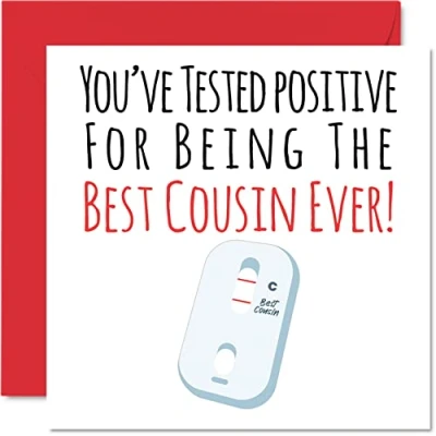 Image de Stuff4 Cartes d&#039;anniversaire amusantes pour cousin Positive Best Ever Carte de la part d&#039;un parent, cousin, 145 mm x