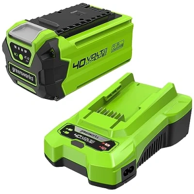 Image de Greenworks Kit Batterie 40V &amp; Chargeur Universel Lithium Ion 2Ah + 2A d’Origine Greenworks, Convient à Tous les Outils de Jardin et Électriques GSK40B2