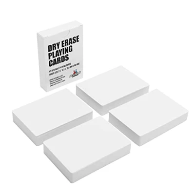 Image de Apostrophe Games Cartes à Jouer Vierges Effaçables Sec avec Boîte, Poker 6,4 cm x 8,9 cm, 180 Réutilisables, de Jeu Société et Correspondance
