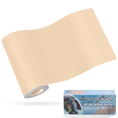 Image de Patchs autocollants en nylon, OAZ 10x160cm patch de réparation imperméable autocollant, nylon autocollant Beige, pour tentes, doudoune, sac couchage, à main