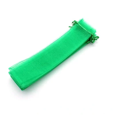 Image de 50 Pochettes Vertes en Organza Taille 26 cm x 6 Idéal pour Objet Long (Eventails, Stylos, ...) (Vert)