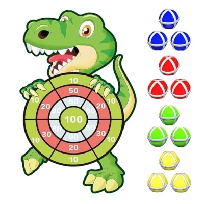 Image de Dart Dino® Jeu de Fléchettes Dinosaure pour Enfants Cible avec Balles Scratch Jouet Coordination Amusant Facile à Accrocher Intérieur ou Extérieur Garçon et Fille OriginalCup