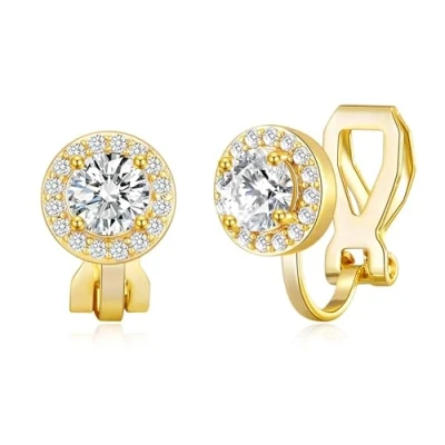 Image de Philip Jones Boucles d&#039;oreilles à clip rondes plaquées or avec cristaux Zircondia®, Cristal, Cristal Zircondia®