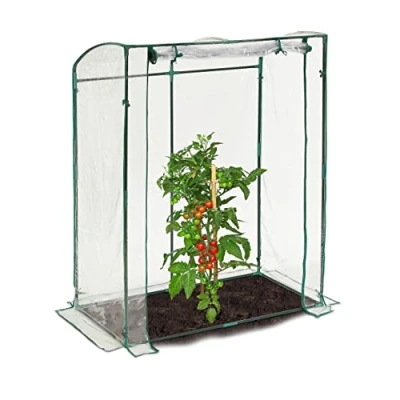 Image de Relaxdays Serre, bâche en PVC, HLP : 170 x 130 75 cm, praticable avec Porte, Transparent/Vert
