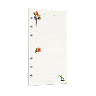 Image de Zelten Recharge de papier perforé multicolore 45 feuilles 90 pages Pour reliure à 6 trous Journal intime rechargeable (A6, Rainforest Ruled)