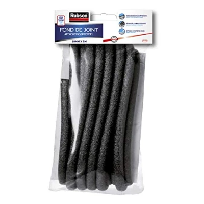 Image de RUBSON Fond de joint 10 mm x 5mètres pour dilatation et raccordement, mousse joints coloris noir