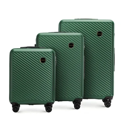 Image de WITTCHEN Circle Line Élégante Ensemble de valises en ABS Serrure à Combinaison Poignée télescopique Taille (S+M+L) Vert foncé