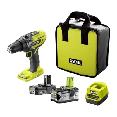 Image de Ryobi Perceuse visseuse à percussion One+ 18 V Li Ion 2.0/4.0 Ah 50 Nm avec sac outils R18PD3 242S