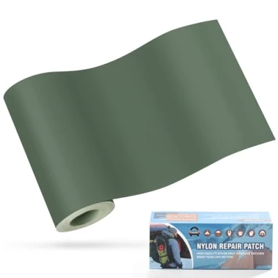 Image de Patchs autocollants en nylon, OAZ 10x160cm patch de réparation imperméable autocollant, nylon autocollant Vert, pour tentes, doudoune, sac couchage, à mainmain