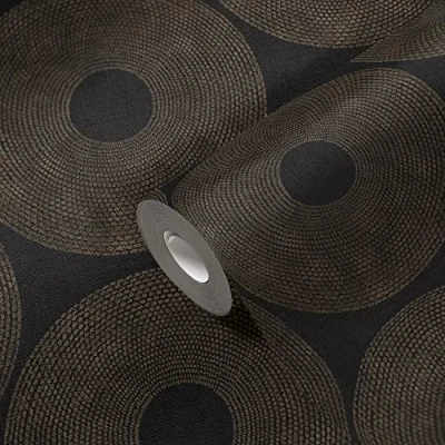 Image de Livingwalls WTD 385242 Papier peint intissé Motif cercles Noir/doré 10,05 x 0,53 m