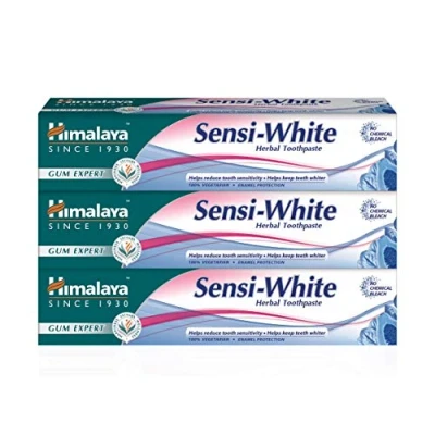 Image de Himalaya Herbal Sensi White Toothpaste Helps in Teeth whitening Rapid and Long Lasting Sensitivity Reliefwith Active Ingredients for Cavity ProtectionEnamel Friendly 75ml (Pack of 3)
