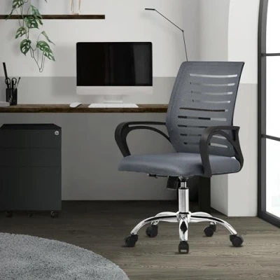 Image de ML Design Chaise de Bureau Ergonomique Gris Hauteur Réglable Fauteuil Fonction Bascule Pivotante à 360 d&#039;Ordinateur Gaming