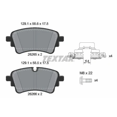 Image de TEXTAR 2626503 Jeu de plaquettes frein non préparé pour indicateur d&#039;usure avec vis d&#039;étrier accessoires AUDI: A4 B9 Avant, Q5