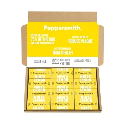 Image de Peppersmith 100% Xylitol Mints, Sicilian Lemon and Fine English Peppermint, 25 Mints15 g (Pack of 12, Total 300 Mints)