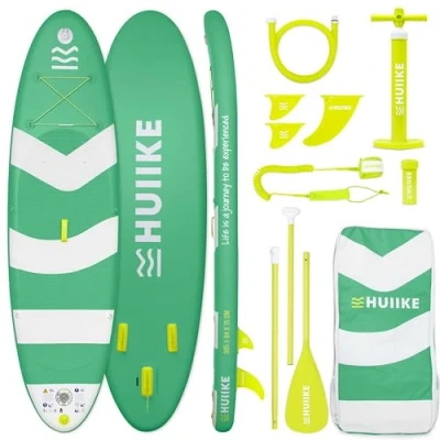 Image de HUIIKE Paddle Gonflable Adulte avec Accessoires Inclus, Pagaie, Ailerons, Pompe. Planche de Stand Up Grande Stabilité et Résistance. 305 x 84 15 cm, Jusqu&#039;à 130 kg