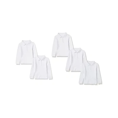 Image de Amazon Essentials Polo en Interlock à Manches Longues Fille, Lot de 5, Blanc, 11 12 Ans