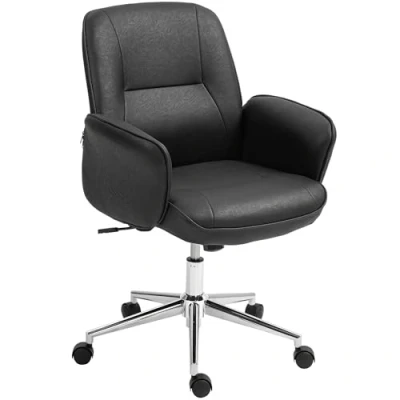 Image de Chaise de bureau Vinsetto avec fonction bascule réglable en hauteur pivotante ergonomique travail moderne Capacité charge jusqu&#039;à 120 kg Microfibre noire 67 x 69