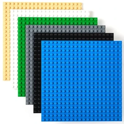 Image de Strictly Briks Plaques de Base Classiques pour Jeux Construction Compatible avec Toutes Les Grandes Marques Noir/Bleu/Gris/Vert/Sable/Blanc 15,2 x cm