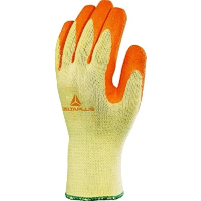 Image de Delta Plus Gant VE730OR coton en latex jaune orange taille 9