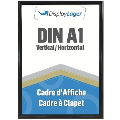 Image de DisplayLager, qualité danoise Cadre encliquetable A1 noir avec profil en aluminium de 25 mm, vitre protection antireflet, matériel fixation