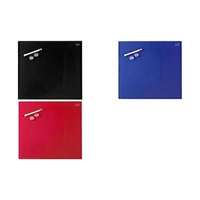 Image de Nobo Petit Tableau Blanc Mural Carré, Surface Magnétique en Verre Effaçable à Sec, Sans Cadre, Fixations Invisibles, 450 x mm, Feutre Marqueur et Aimants Inclus, Bleu, 1903953