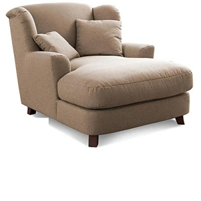 Image de CAVADORE Assado Fauteuil rembourré avec Pieds en Bois, Grande Assise, Rembourrage et 2 Coussins Moelleux, Tissu structuré, Beige foncé, 109 x 104 145 cm (l H P)