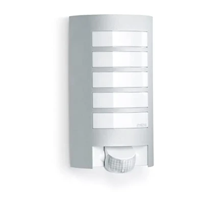 Image de Steinel Luminaire extérieur L 12 S avec détecteur de mouvement Applique murale capteur présence 60 W Lampe extérieure portée 10 m, couleur argent Métallique