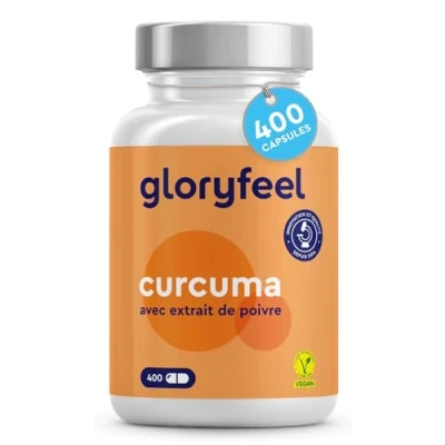Image de Curcuma avec Extrait de Poivre (400 Capsules), Approvisionnement 13 Mois, Curcumine Pur Piperine d&#039;Origine Indienne, 700mg par Dose Quotidienne Fortement, 100% Végétalien, Sans Additifs
