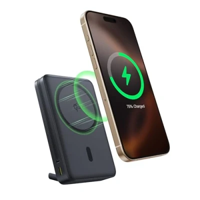 Image de Baseus Nomos Qi2 Magsafe Batterie Externe, 15W Power Bank Magnétique pour iPhone 16/15/14/13, Powerbank 45W USB C Charge Rapide, 10000mAh Pliable avec Indicateur, Petit mais Puissant, Noir