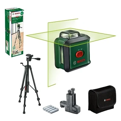 Image de Bosch laser lignes UniversalLevel 360 avec trépied premium et pince universelle MM 3 (laser vertical horizontal à pour un alignement dans toute la pièce, boîte carton)