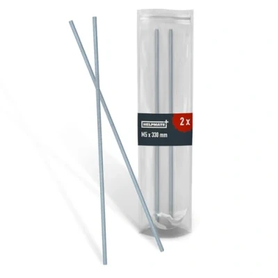 Image de HELPMATE tige filetée M5 x 330 mm en acier inoxydable A2 2 pièces à pas métrique et filetage complet argenté DIN 976