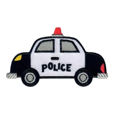 Image de PatchMommy Patch Écusson Brodé Thermocollant en Forme de Voiture Police Pièce Brodée à Coudre ou Coller au fer Repasser pour Enfant et Bébé