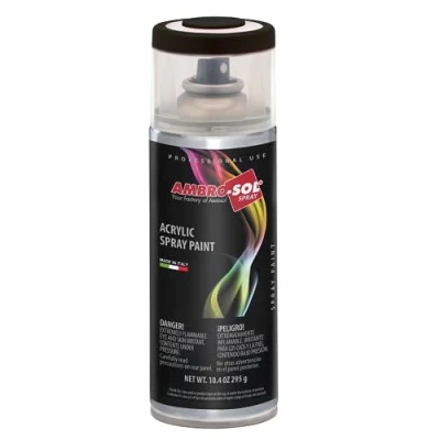 Image de Ambro Sol V400PAST5 Vernis Peinture Acrylique Multi Usage, Brillante pour Intérieur et Extérieur, Adapté a Tous Type de Matériau, Aérosol En Fer Blanc Recyclable 400 ml, Noir Brillant