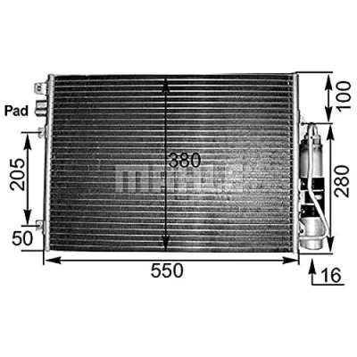 Image de MAHLE ORIGINAL AC 303 000S Condenseur De Clim avec déshydrateur 12 8,4 509, 550 RENAULT: CLIO 2, Kangoo I, I Express