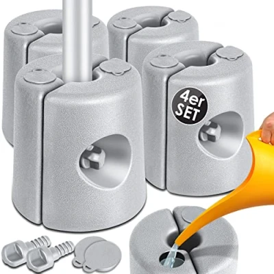 Image de KESSER® Pieds de Sol pour pavillon Set 4 remplissables d&#039;eau ou Sable, en PEHD Poids stabilisation Pavillons, tentes Jardin, réception, Gris Clair