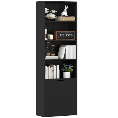 Image de Bibliothèque HOMCOM 4 compartiments meuble de rangement livres 59x29x180 cm Noir