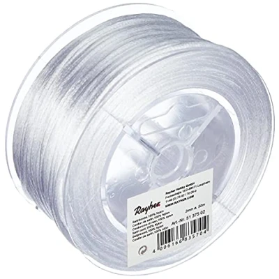 Image de Rayher 5137502 cordon satin 2 mm de diamètre pour bracelet, colliers, décoration table, etc. queue rat idéal les activités d arts créatifs bobine 50 m blanc