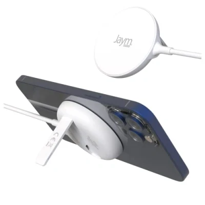 Image de Jaym Chargeur Sans Fil Aimanté avec Fonction Stand Induction Rapide Intelligent QI 15W Blanc Neuf