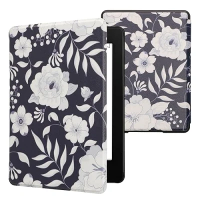 Image de kwmobile Etui Compatible avec Kindle Paperwhite 11e génération Étui à Rabat magnétique Tablette eReader Similicuir pour Bleu Blanc