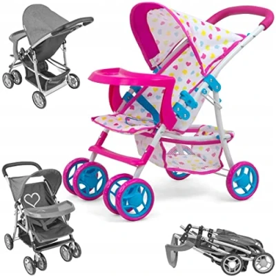 Image de Milly Mally Kate Landau Poupées Pliable pour Les Filles à Partir de 3 Ans avec Canopy Roues en Mousse Sangles Candy
