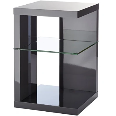 Image de HomeTrends4You Domingo Table d&#039;appoint, Anthracite Brillant., 40x40x60cm
