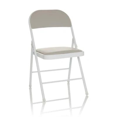 Image de hjh OFFICE Chaise Pliante rembourrée TUDELA W Similicuir Visiteur Pliante, supporte jusqu&#039;à 130 kg, Gris, 803016