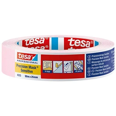 Image de Tesa Masking Tape Precision Indoor/Sensitive Ruban adhésif de masquage, rose doux, 50 m x 25 mm