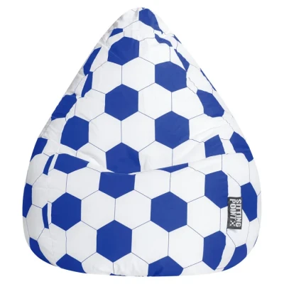 Image de Sitting Point Pouf Football FANKURVE XL, Bleu et Blanc, env. 220 l