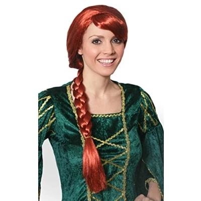 Image de 0213P8QR8NA Perruque rousse avec Une Tresse pour Femme de la Princesse Amoureuse l&#039;orgre Vert. Ideal Le Costume médiévale.