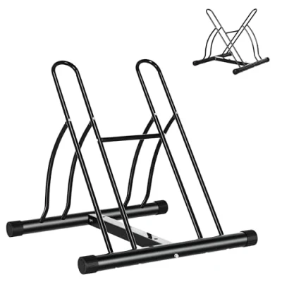 Image de HOMCOM Râtelier 2 vélos modulable dim. 54L x 60l 57H cm Acier époxy Noir