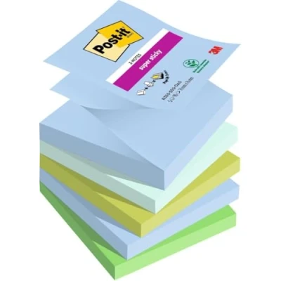 Image de Post it Super Sticky Z Notes, Couleurs Oasis, Pack de 5 Blocs, 90 Feuilles par Bloc, 76 mm x mm, Bleu, Vert Notes Adhésives pour Prise Listes Tâches et Rappels