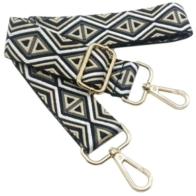 Image de Bandouliere de Rechange Reglable Beige Noir, 80 130cm Sangle Sac a Main Remplacement, Universelles mit Boucle Dore pour Femme à Main, Bandoulière Accessoires, 1217