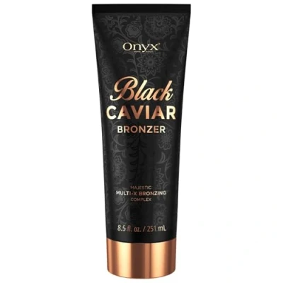 Image de Onyx Black Caviar Lotion Bronzante et Accélératrice Bronzage Intense Uniforme Hydratation Profonde Effet Maximisé pour le Lit de Couleur Foncée Durable sans Traces 251ml