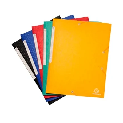 Image de Exacompta Réf. 55750E Paquet de 10 chemises à élastiques Scotten pochettes 3 rabats Maxi Capacity en carte lustrée gaufrée dim 24 x 32 cm pour documents au format A4 couleurs assorties
